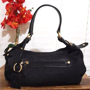 Ellington Black Leather Nylon Shoulder Tote Bag